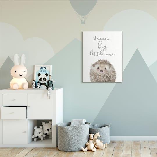 Stupell Industries Dream Big Little One Adorable Inspirational Hedgehog Canvas Wall Art